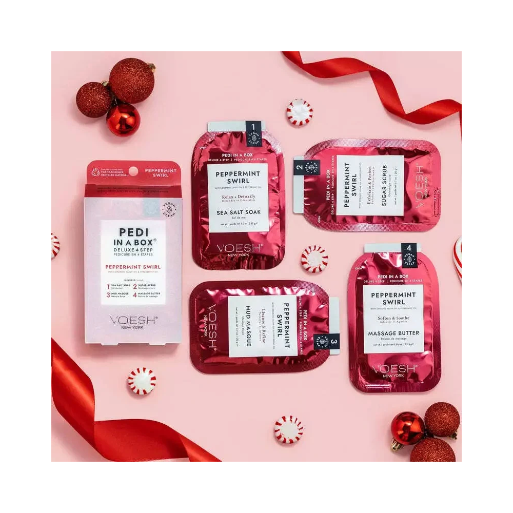 Voesh Pedi in a Box Deluxe 4 Step-Peppermint Swirl