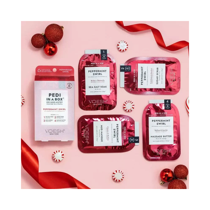Voesh Pedi in a Box Deluxe 4 Step-Peppermint Swirl